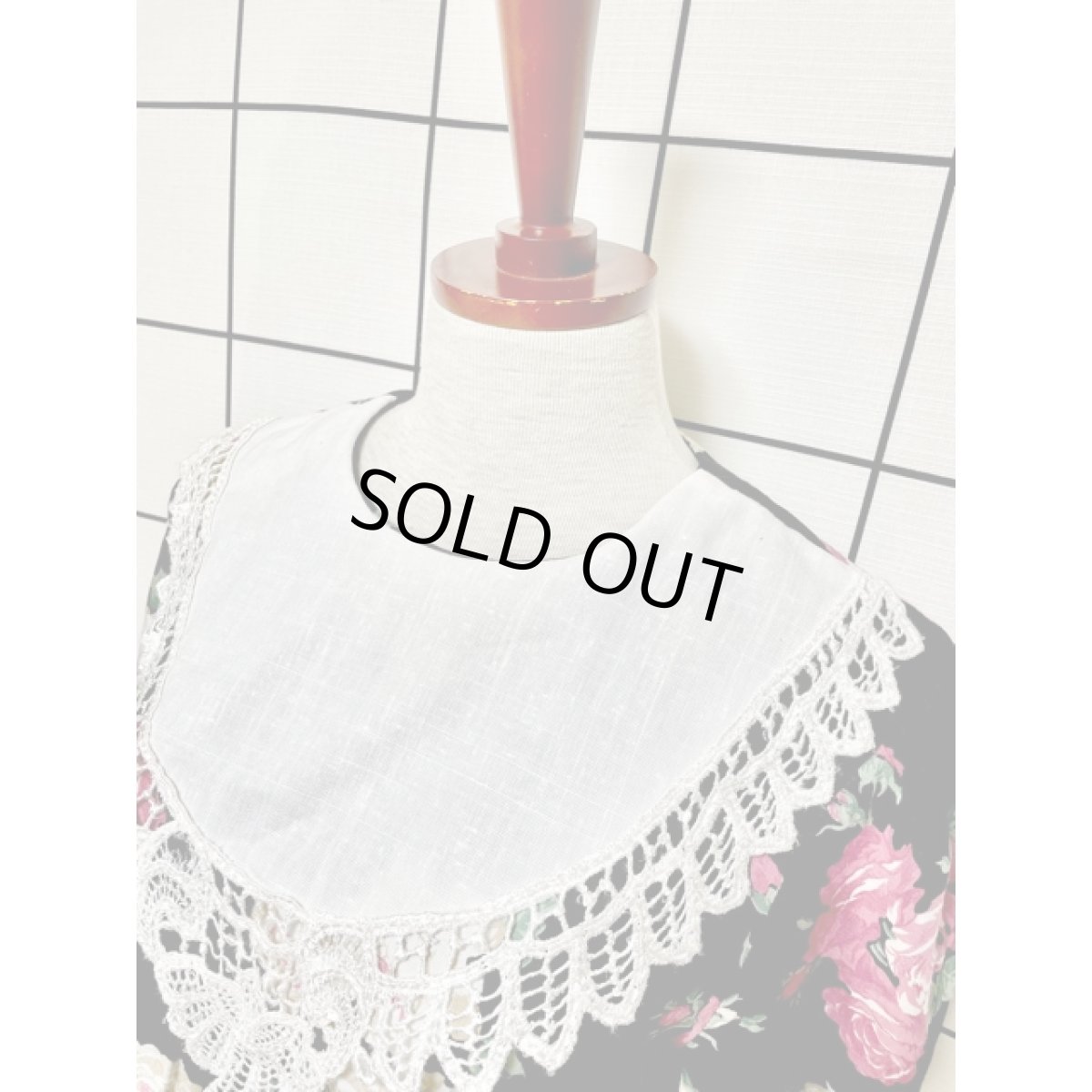 画像5: アメリカ古着 ヴィンテージ ドレスワンピース 大きなレース襟 花柄 レトロ 長袖 (5)