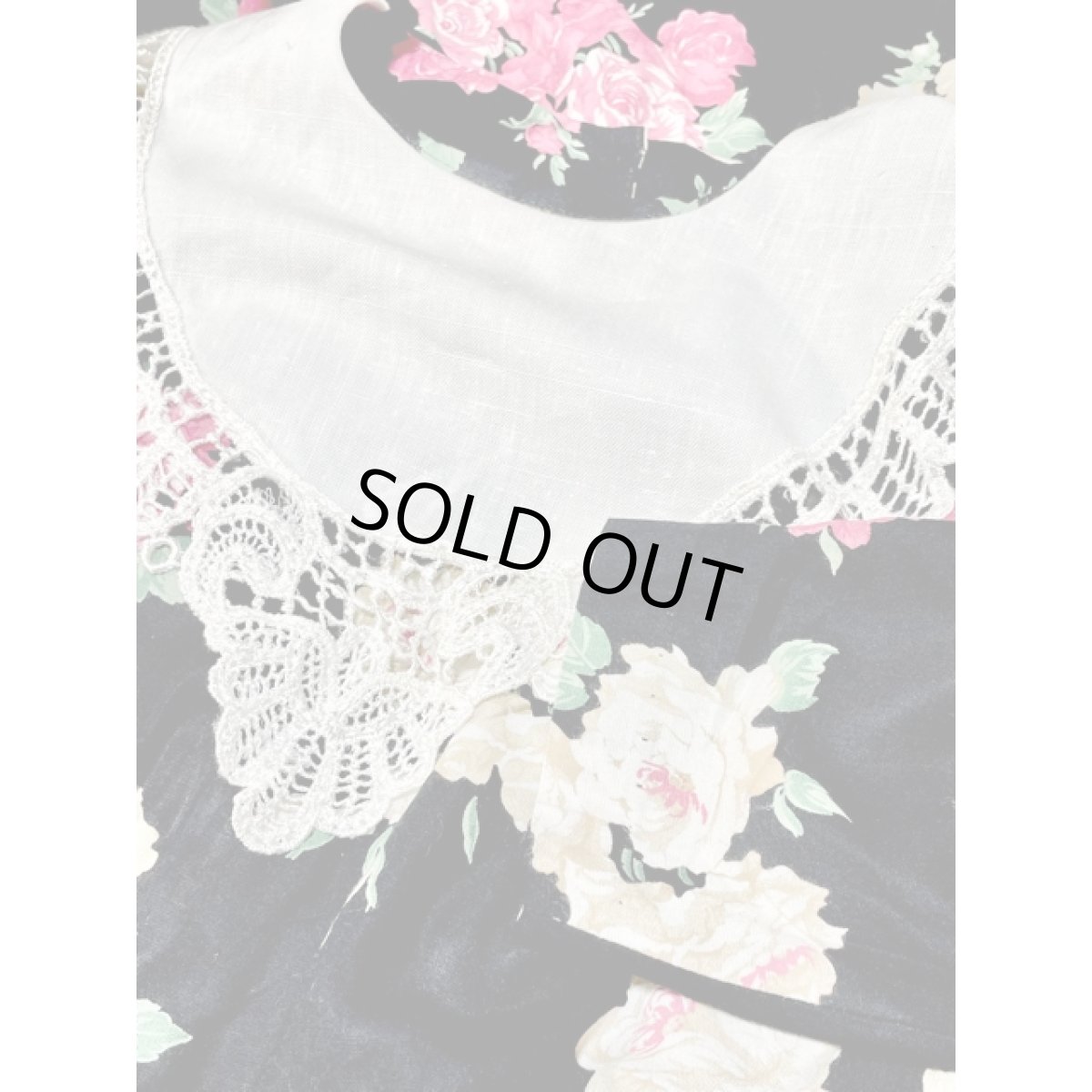 画像12: アメリカ古着 ヴィンテージ ドレスワンピース 大きなレース襟 花柄 レトロ 長袖 (12)