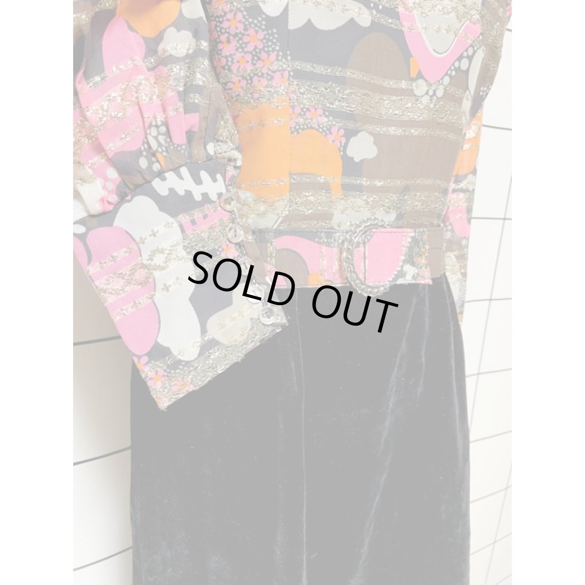 画像9: ヨーロッパ古着 ヴィンテージ ロングドレス ベロア 花柄 ラメ パーティー衣装 (9)