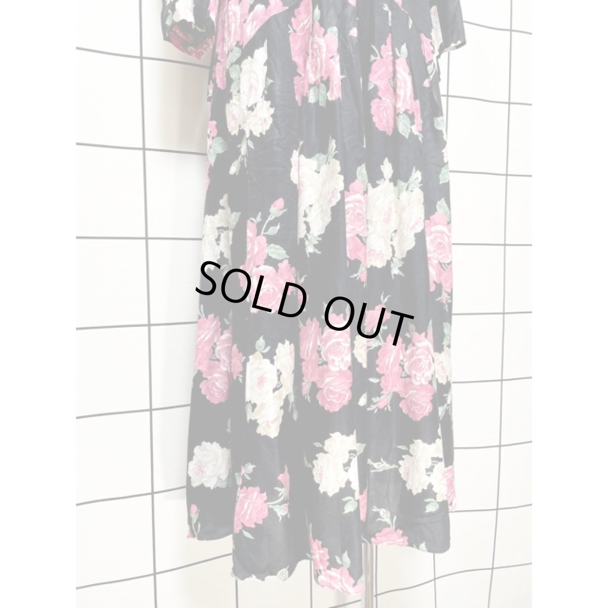 画像9: アメリカ古着 ヴィンテージ ドレスワンピース 大きなレース襟 花柄 レトロ 長袖 (9)