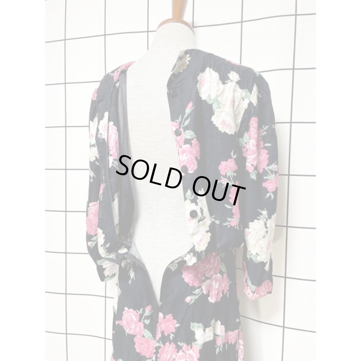 画像11: アメリカ古着 ヴィンテージ ドレスワンピース 大きなレース襟 花柄 レトロ 長袖 (11)