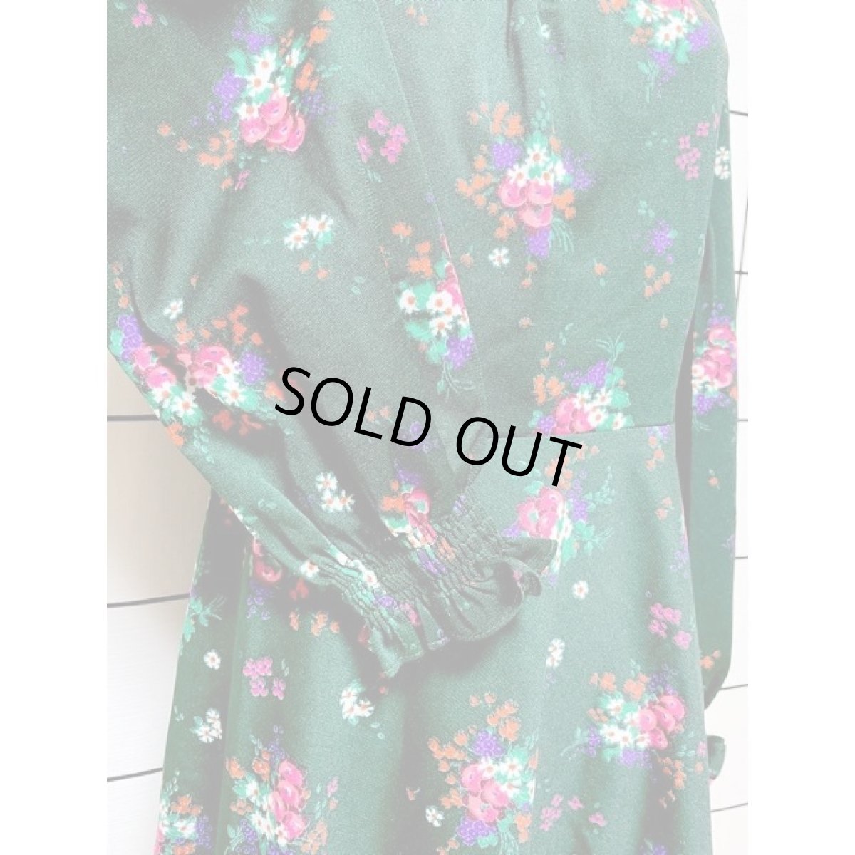 画像7: ヨーロッパ古着 ワンピース ヴィンテージ 花柄 深めのグリーン レトロ ガーリー (7)