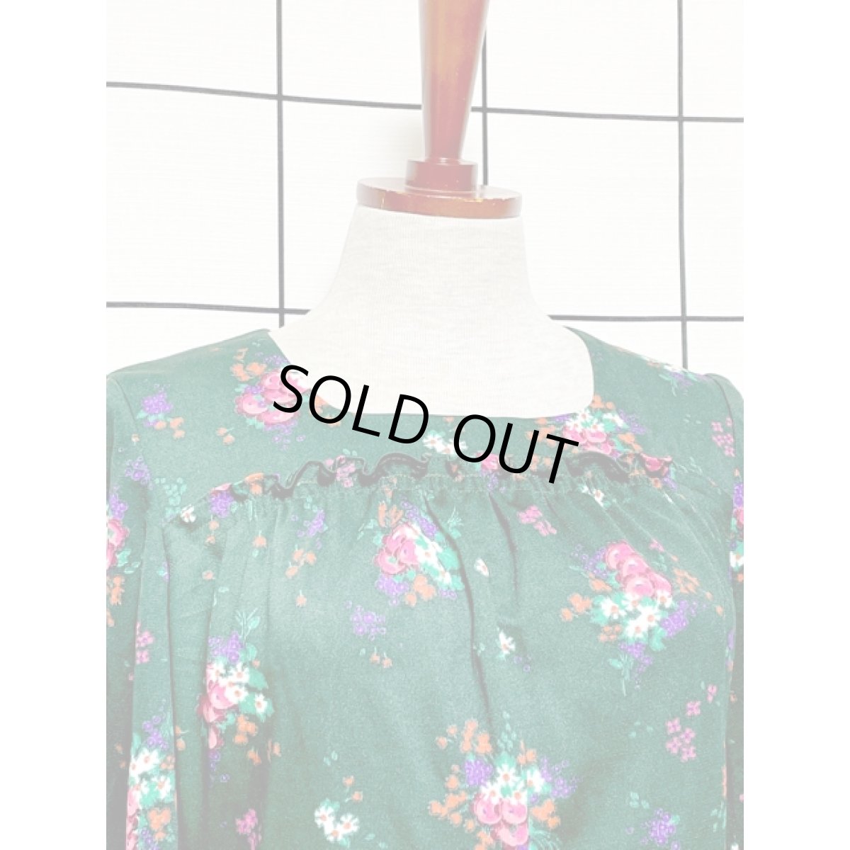 画像5: ヨーロッパ古着 ワンピース ヴィンテージ 花柄 深めのグリーン レトロ ガーリー (5)