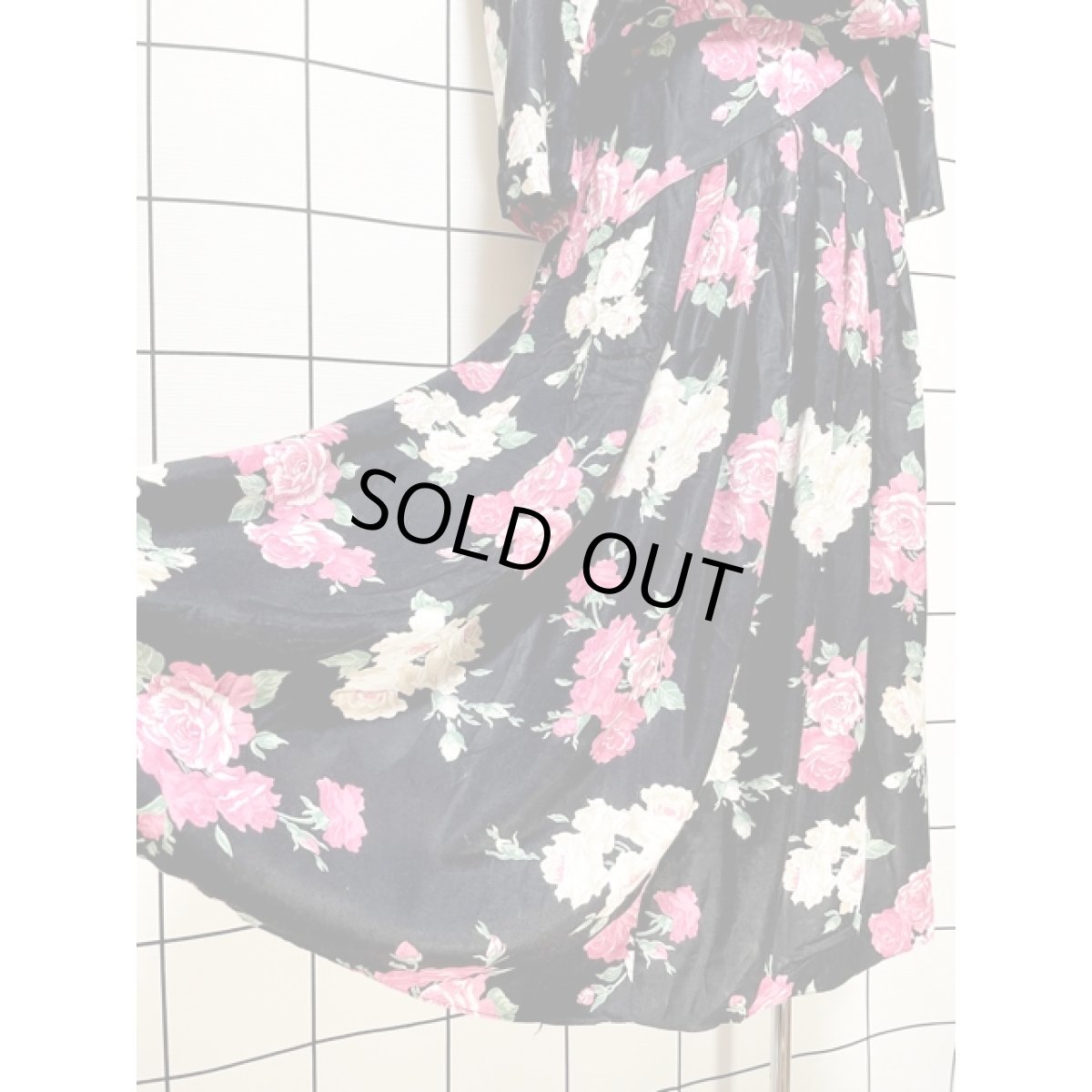 画像10: アメリカ古着 ヴィンテージ ドレスワンピース 大きなレース襟 花柄 レトロ 長袖 (10)