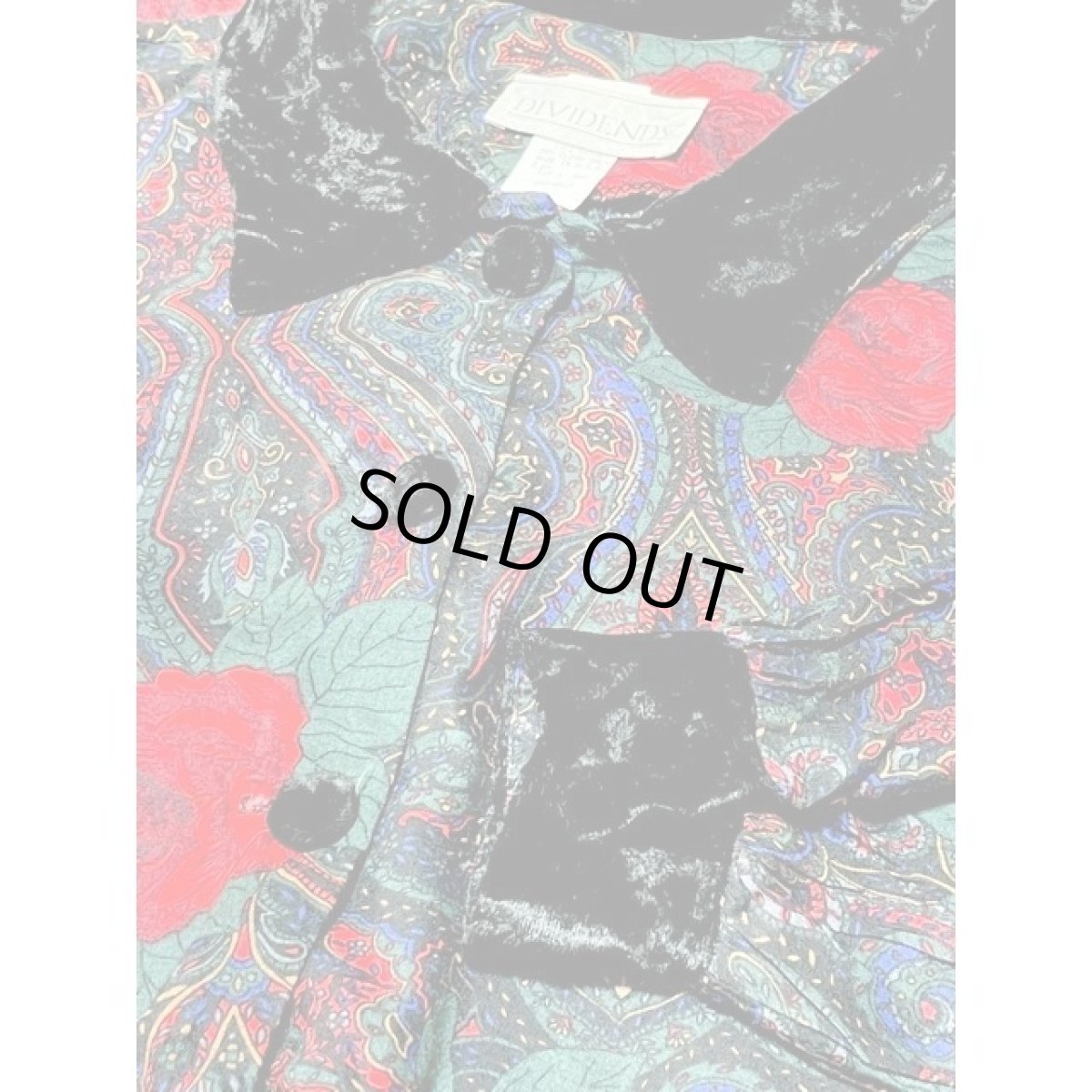 画像11: アメリカ古着 ワンピース ヴィンテージ 薔薇柄 ウエストゴム ベロア (11)