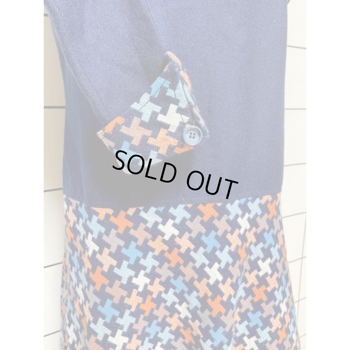 画像9: ヨーロッパ古着 ワンピース ヴィンテージ ビッグカラー 切り替え ネイビー 70年代 (9)