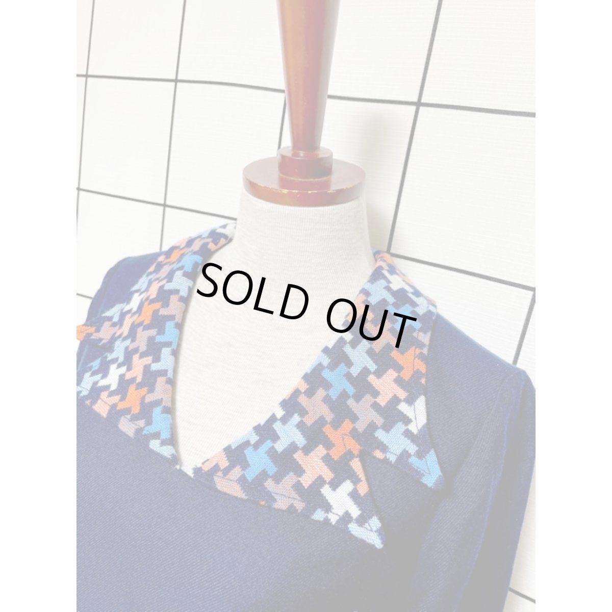 画像4: ヨーロッパ古着 ワンピース ヴィンテージ ビッグカラー 切り替え ネイビー 70年代 (4)