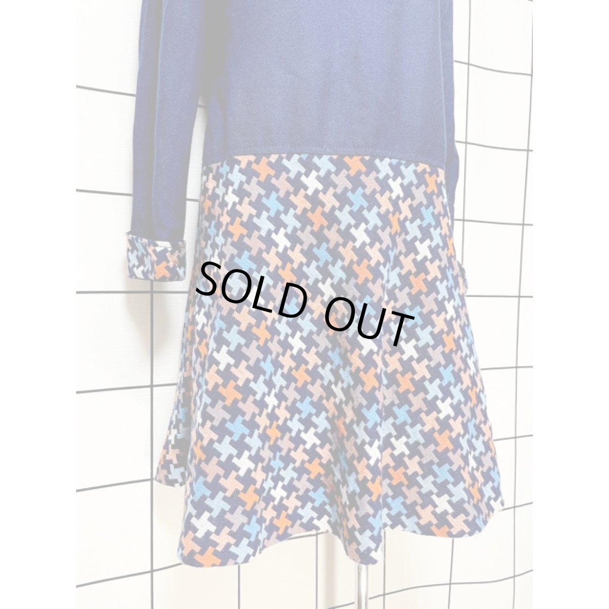 画像10: ヨーロッパ古着 ワンピース ヴィンテージ ビッグカラー 切り替え ネイビー 70年代 (10)