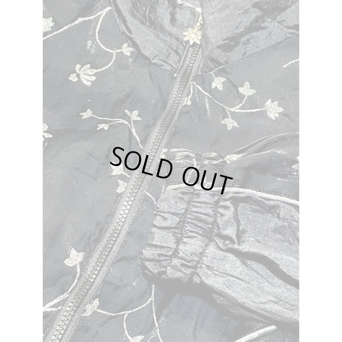 画像8: アメリカ古着 ブルゾンナイロンジャケット ブラック シルバーラメ ジップアップ (8)