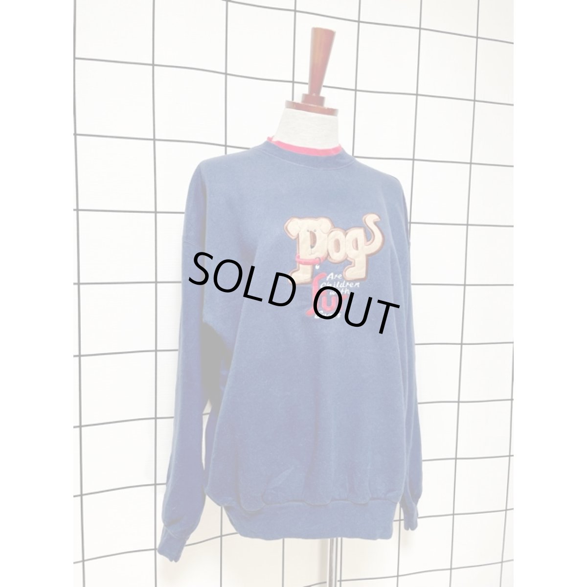 画像3: アメリカ古着 スウェット ヴィンテージ ドッグ刺繍 ネイビー プルオーバー (3)