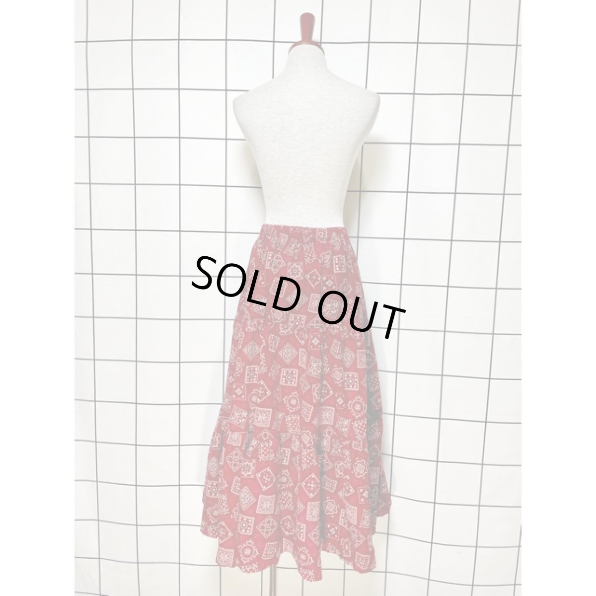 画像3: アメリカ古着 サーキュラー ロングスカート ヴィンテージ バンダナ柄 ウエストゴム (3)