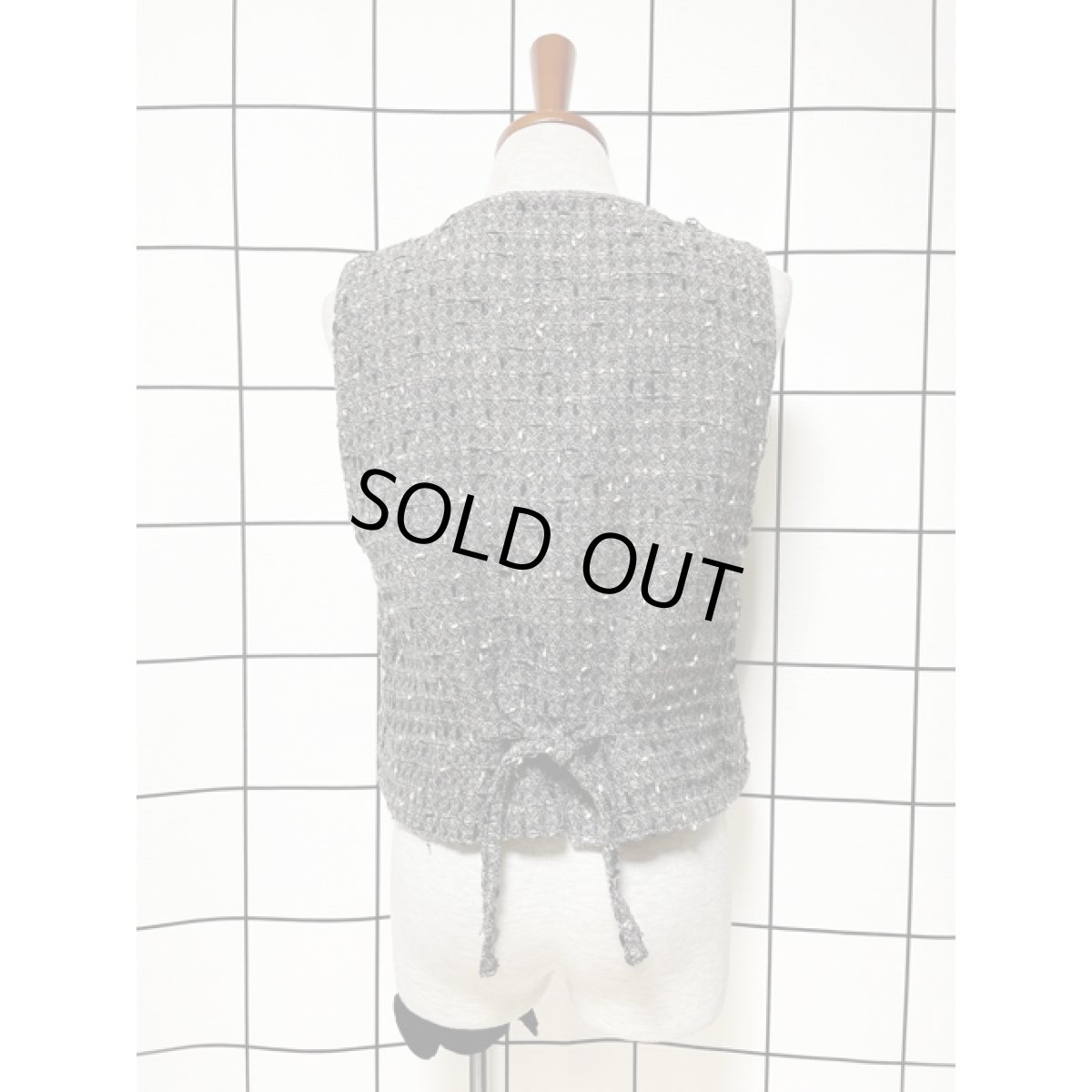 画像3: レトロベスト 古着 ウール グレー レディース (3)