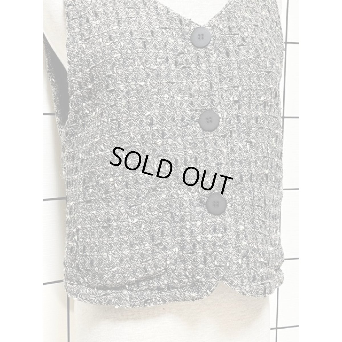 画像9: レトロベスト 古着 ウール グレー レディース (9)