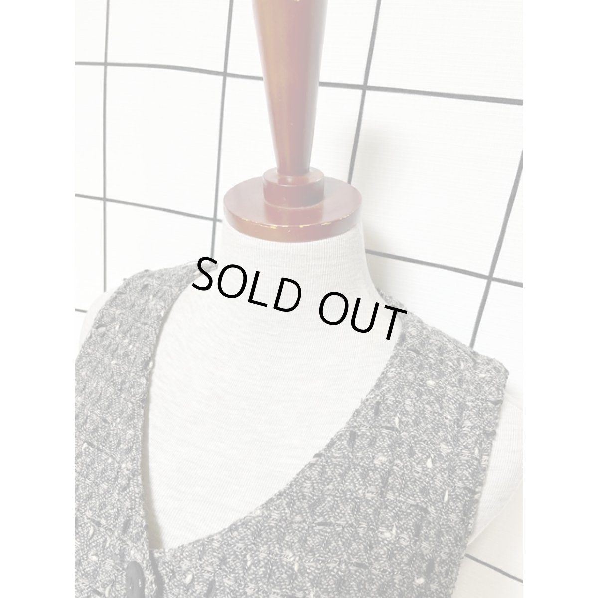 画像6: レトロベスト 古着 ウール グレー レディース (6)