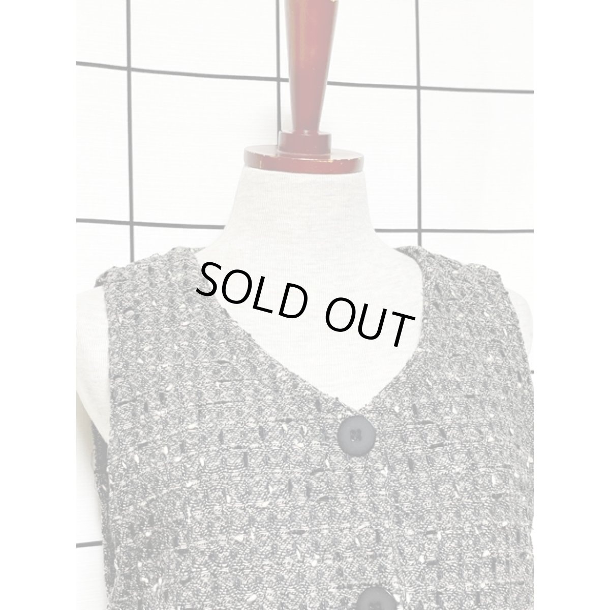 画像7: レトロベスト 古着 ウール グレー レディース (7)