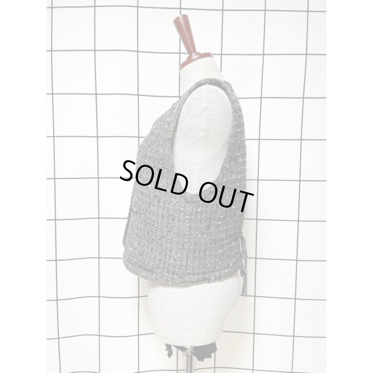 画像2: レトロベスト 古着 ウール グレー レディース (2)