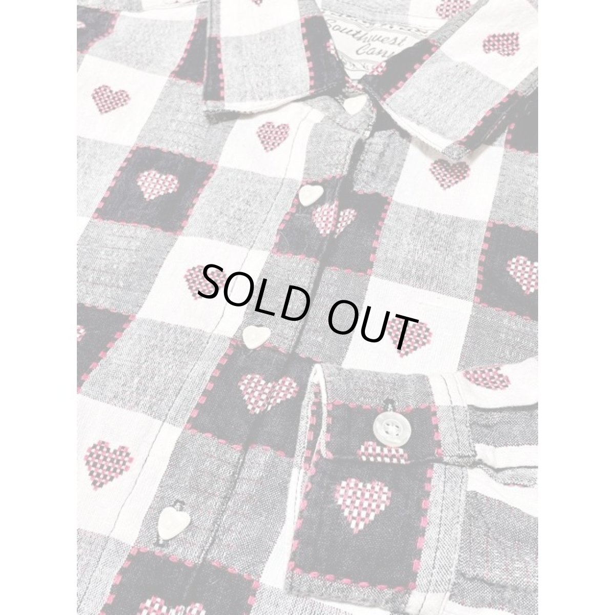 画像8: チェック ハート 刺繍 India 古着 ヴィンテージブラウス シャツ 長袖 (8)