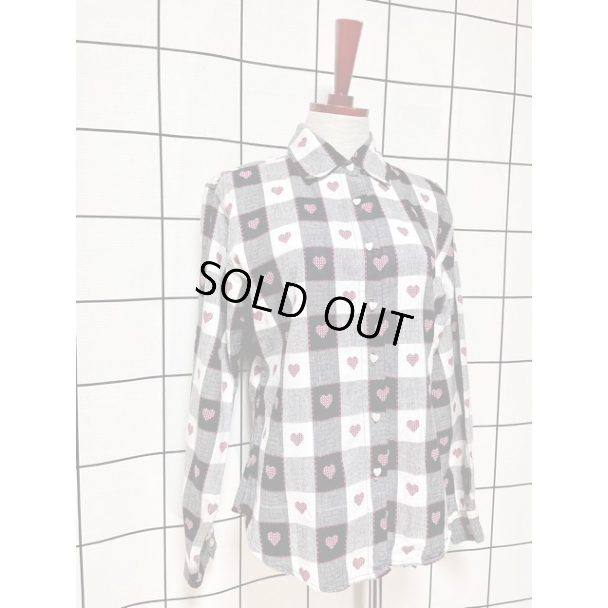 画像3: チェック ハート 刺繍 India 古着 ヴィンテージブラウス シャツ 長袖 (3)