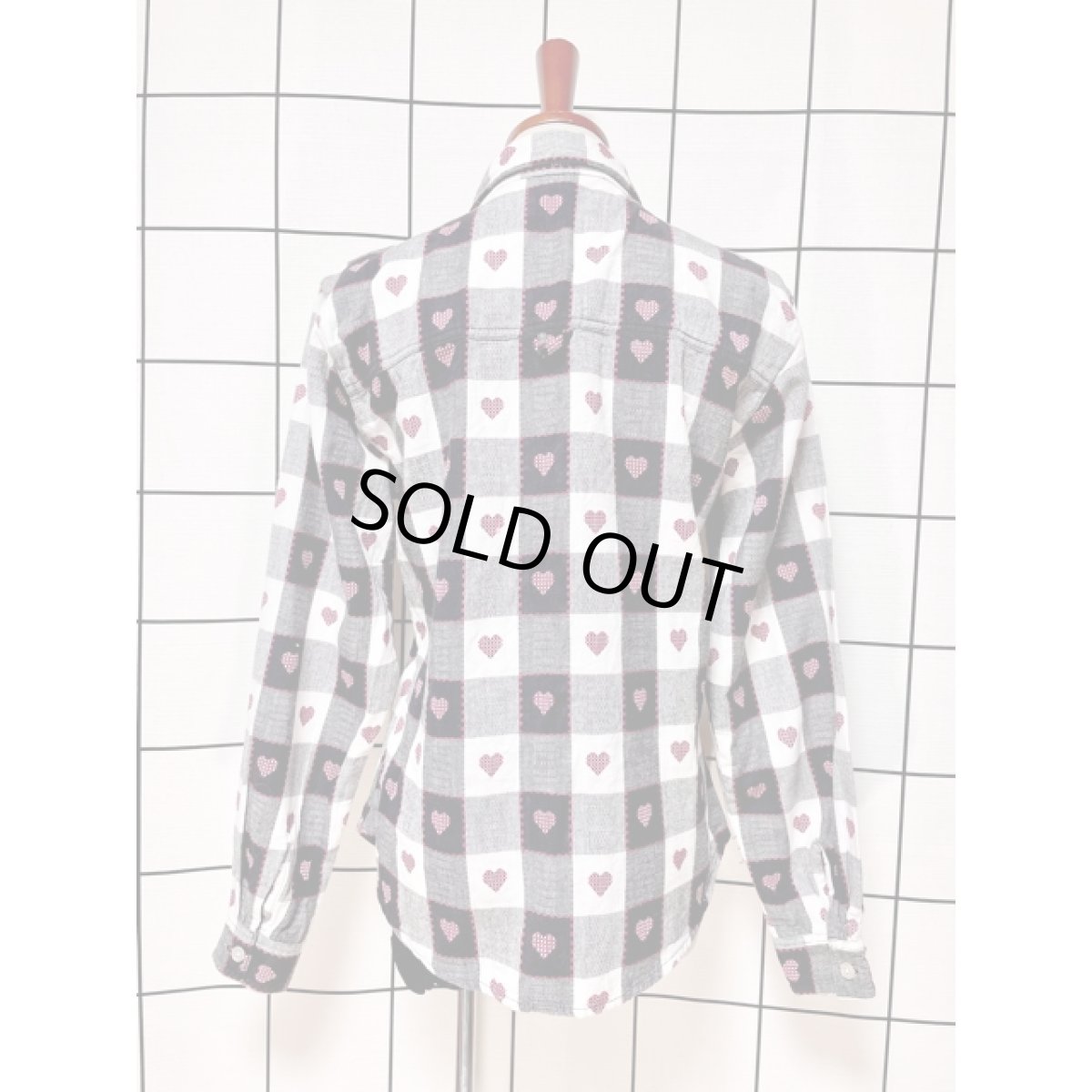 画像2: チェック ハート 刺繍 India 古着 ヴィンテージブラウス シャツ 長袖 (2)