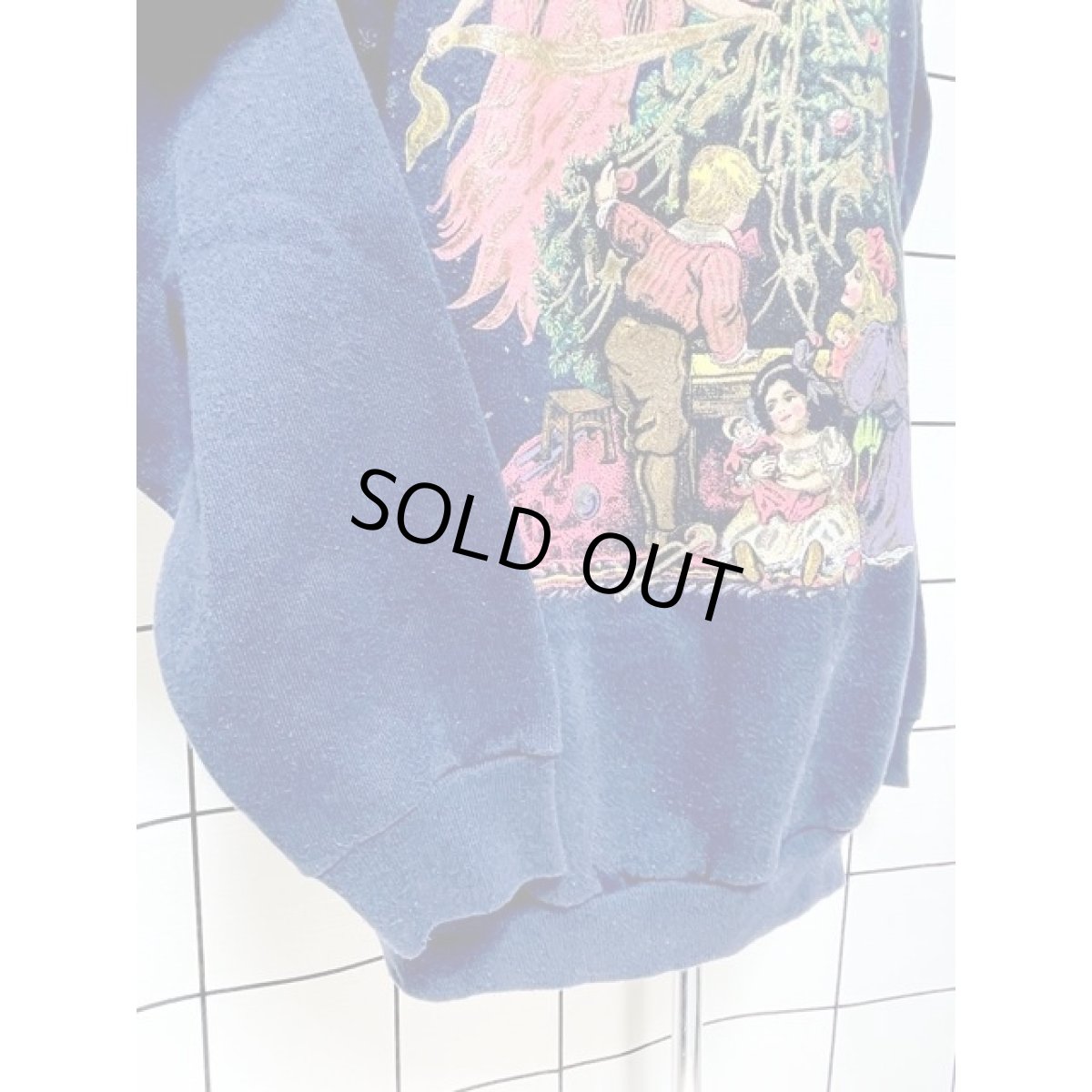 画像8: アメリカ古着 スウェット エンジェル クリスマスツリー ヴィンテージ ネイビー (8)