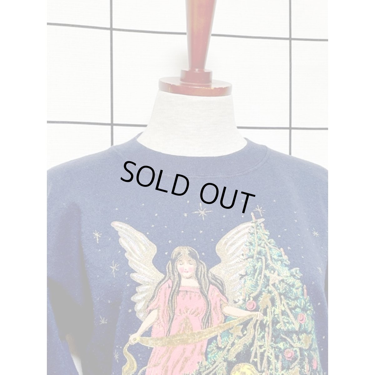 画像5: アメリカ古着 スウェット エンジェル クリスマスツリー ヴィンテージ ネイビー (5)