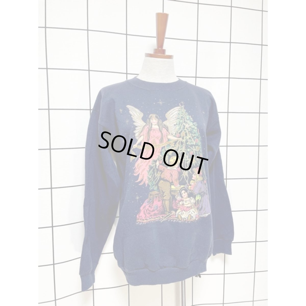 画像3: アメリカ古着 スウェット エンジェル クリスマスツリー ヴィンテージ ネイビー (3)