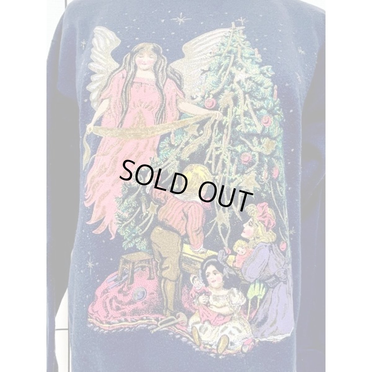 画像6: アメリカ古着 スウェット エンジェル クリスマスツリー ヴィンテージ ネイビー (6)