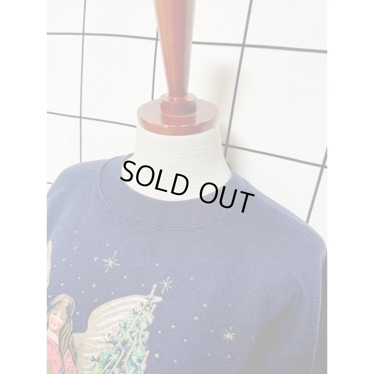 画像4: アメリカ古着 スウェット エンジェル クリスマスツリー ヴィンテージ ネイビー (4)