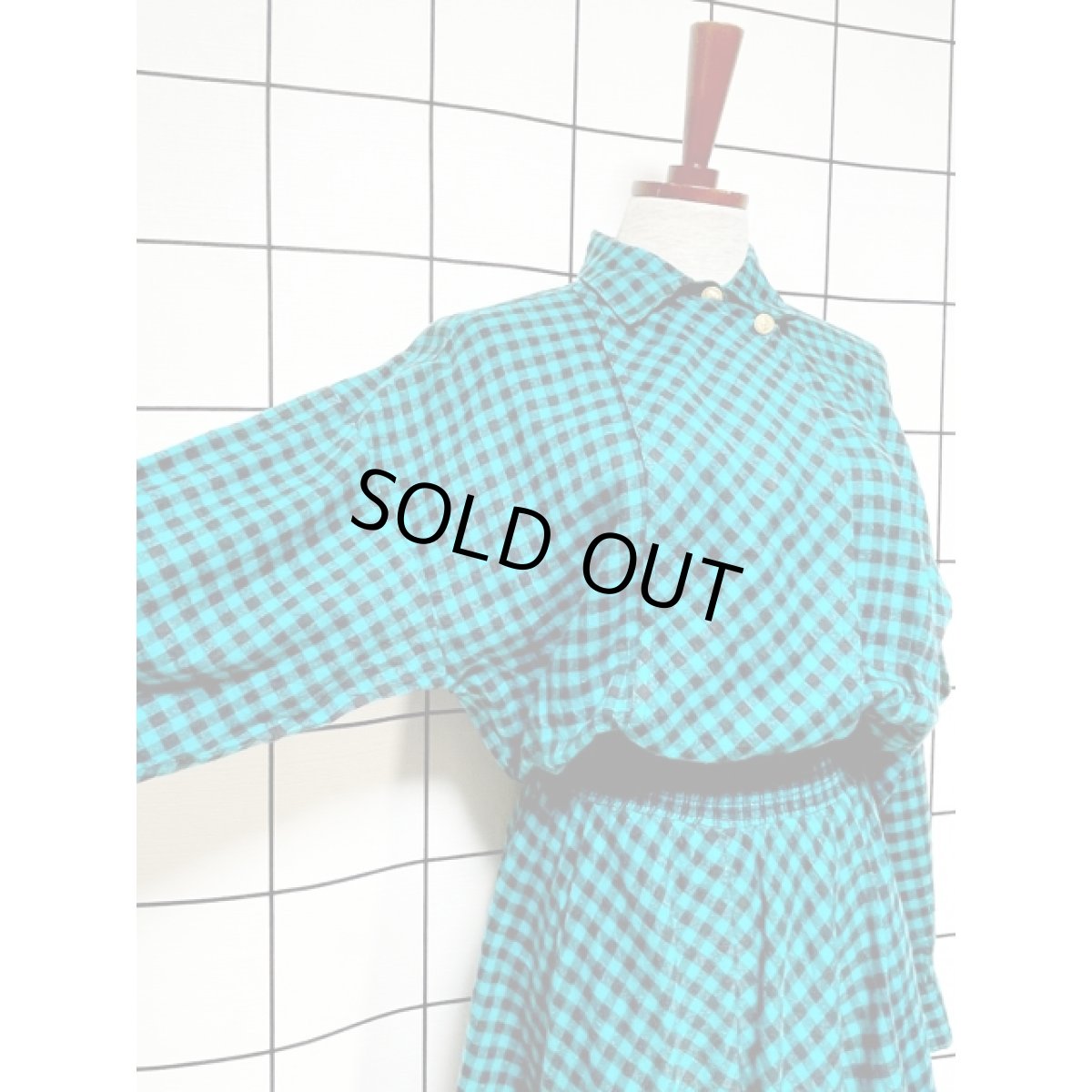 画像6: アメリカ古着 ワンピース ヴィンテージ ブロックチェック ウエストゴム レトロ (6)