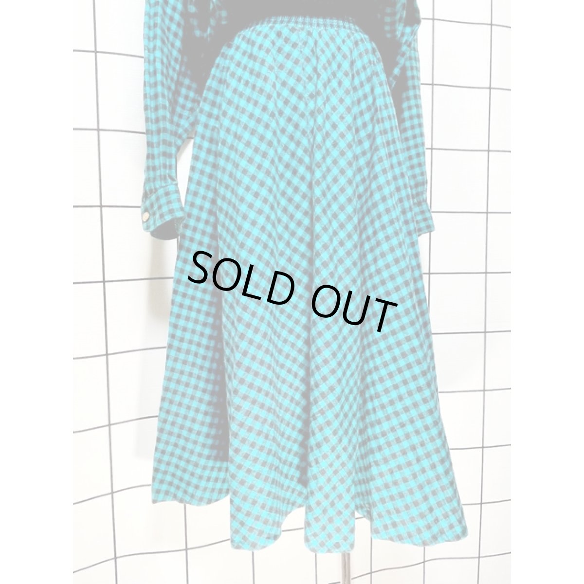 画像8: アメリカ古着 ワンピース ヴィンテージ ブロックチェック ウエストゴム レトロ (8)