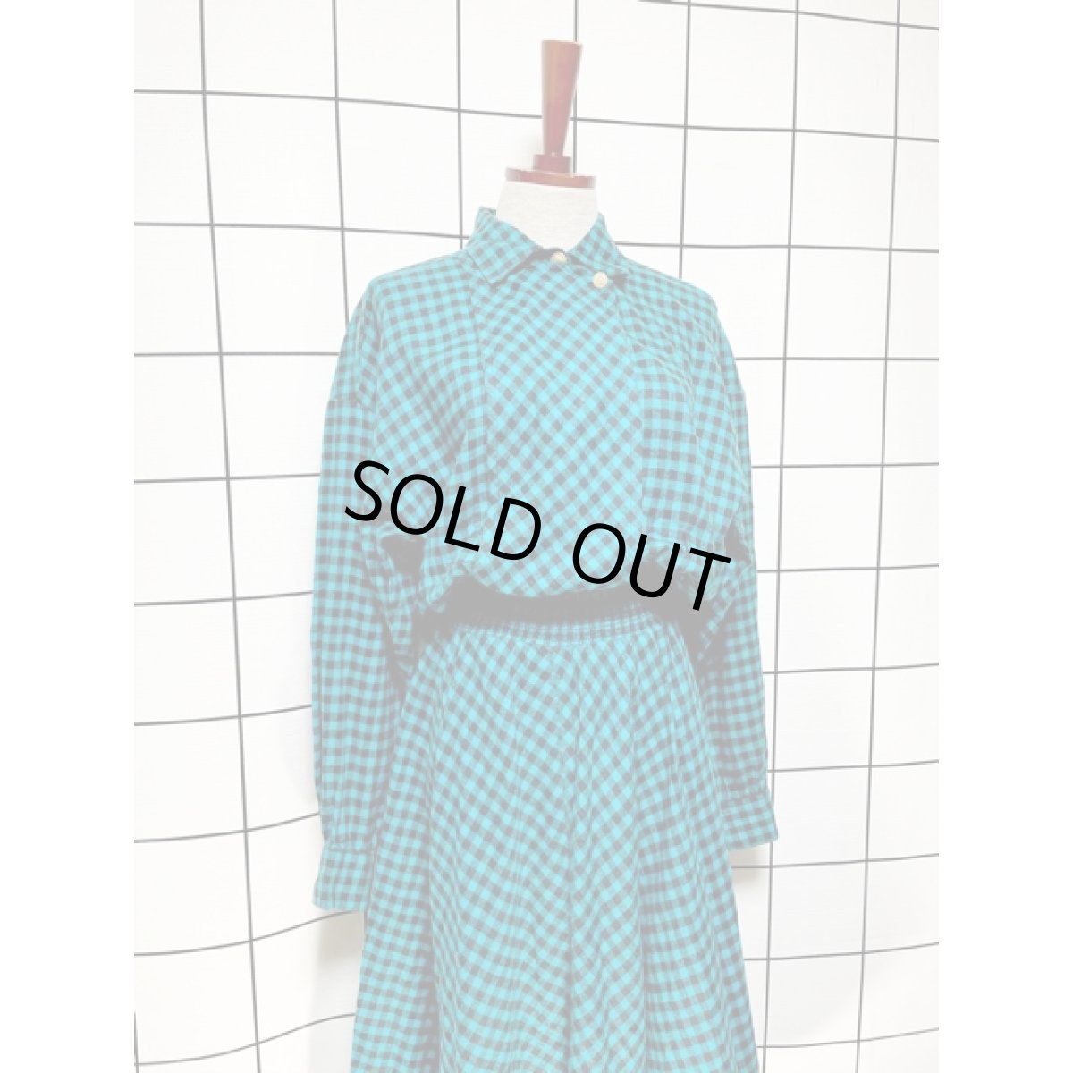 画像3: アメリカ古着 ワンピース ヴィンテージ ブロックチェック ウエストゴム レトロ (3)