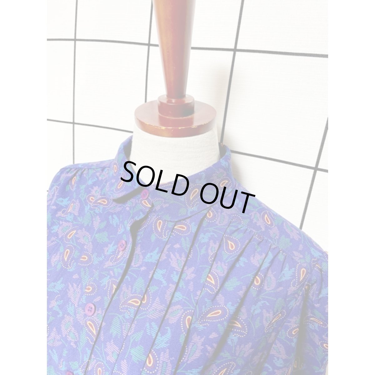 画像4: アメリカ古着 ヴィンテージワンピース ペイズリーモチーフ タック レトロ (4)