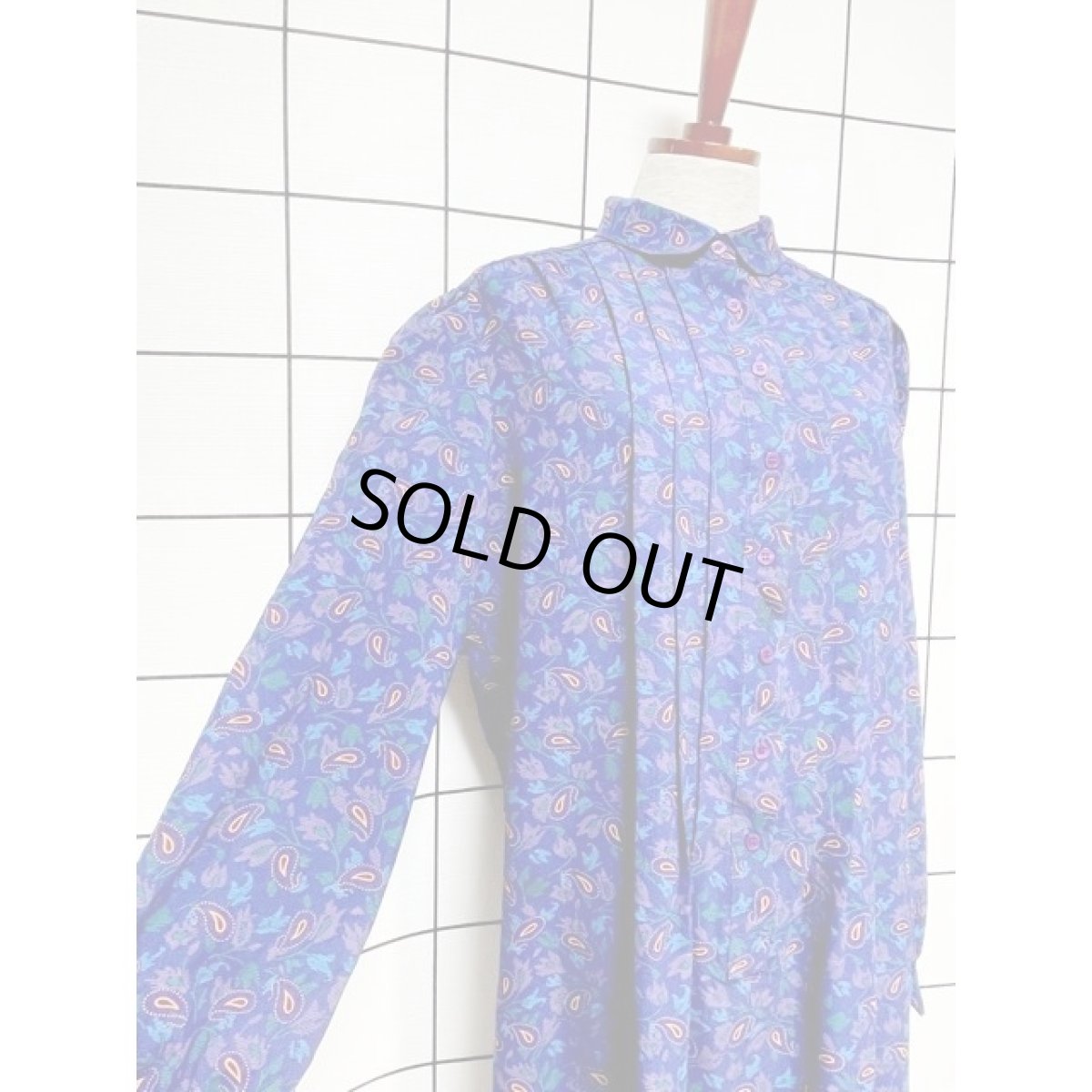 画像6: アメリカ古着 ヴィンテージワンピース ペイズリーモチーフ タック レトロ (6)