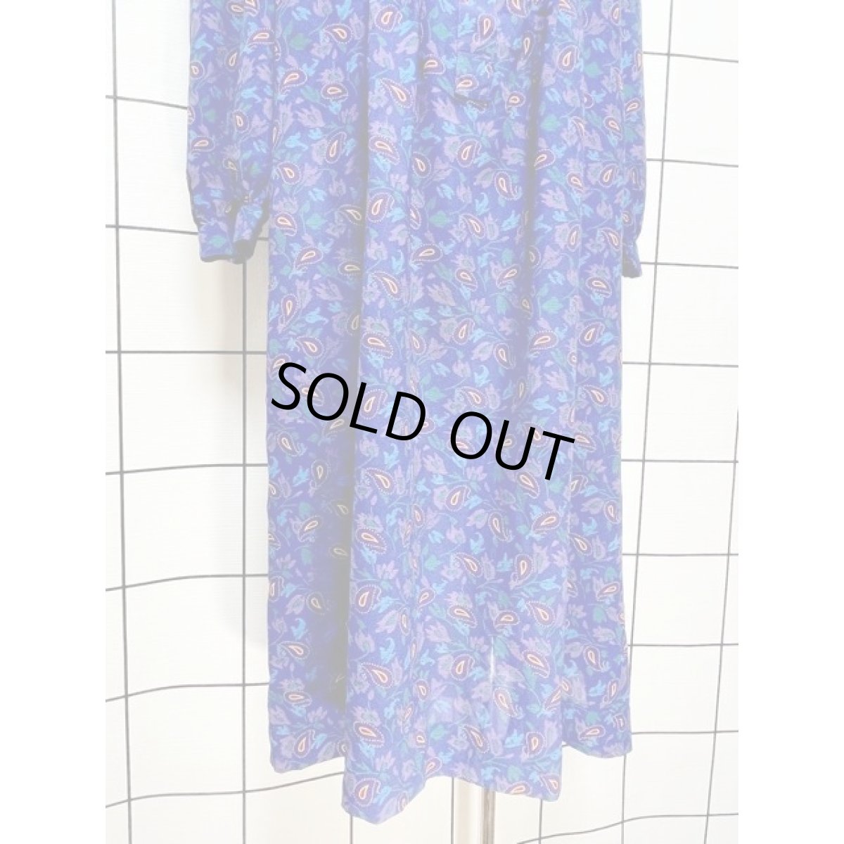 画像9: アメリカ古着 ヴィンテージワンピース ペイズリーモチーフ タック レトロ (9)