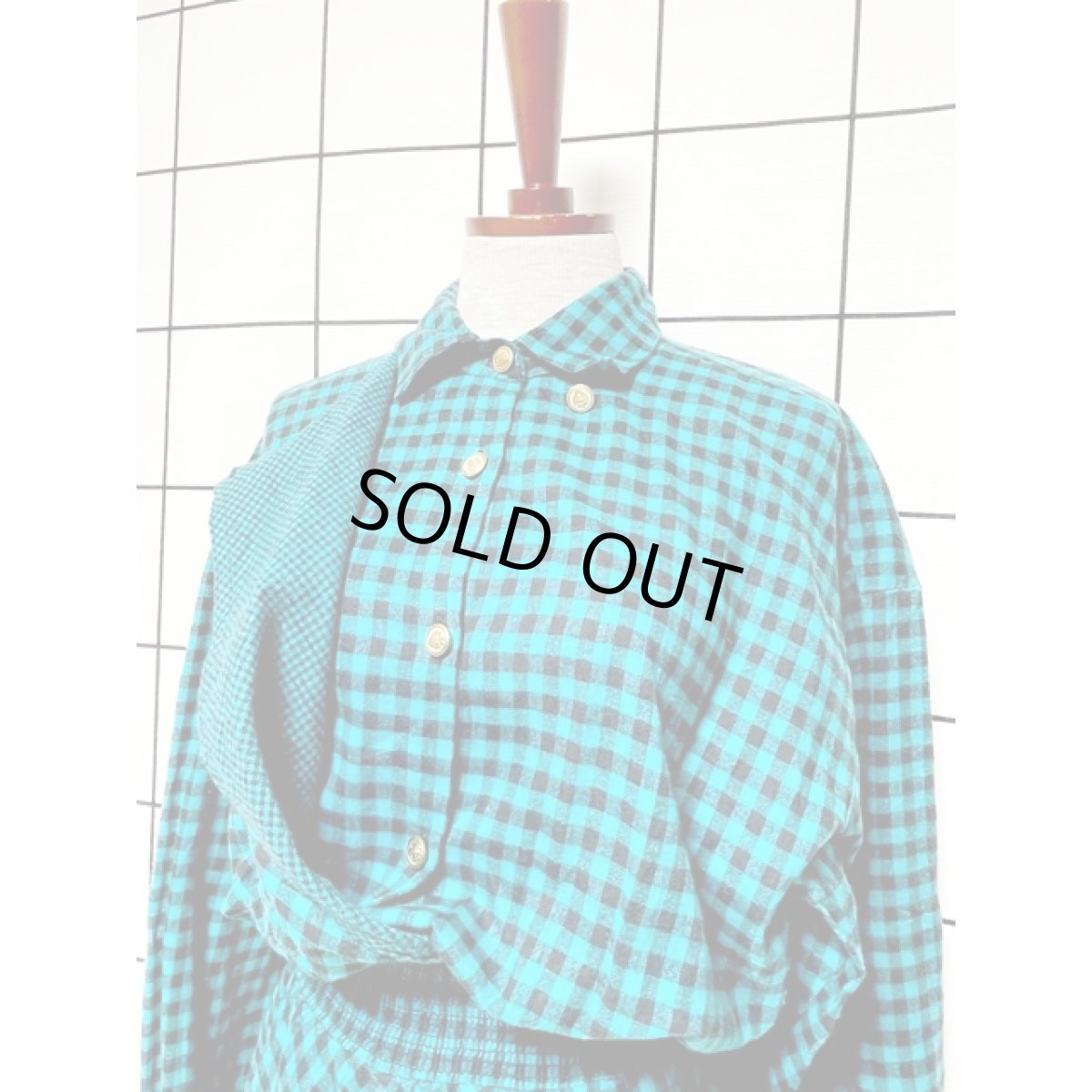 画像9: アメリカ古着 ワンピース ヴィンテージ ブロックチェック ウエストゴム レトロ (9)