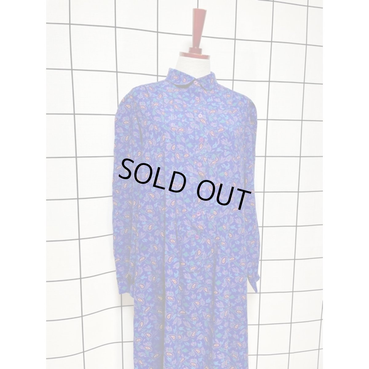 画像3: アメリカ古着 ヴィンテージワンピース ペイズリーモチーフ タック レトロ (3)