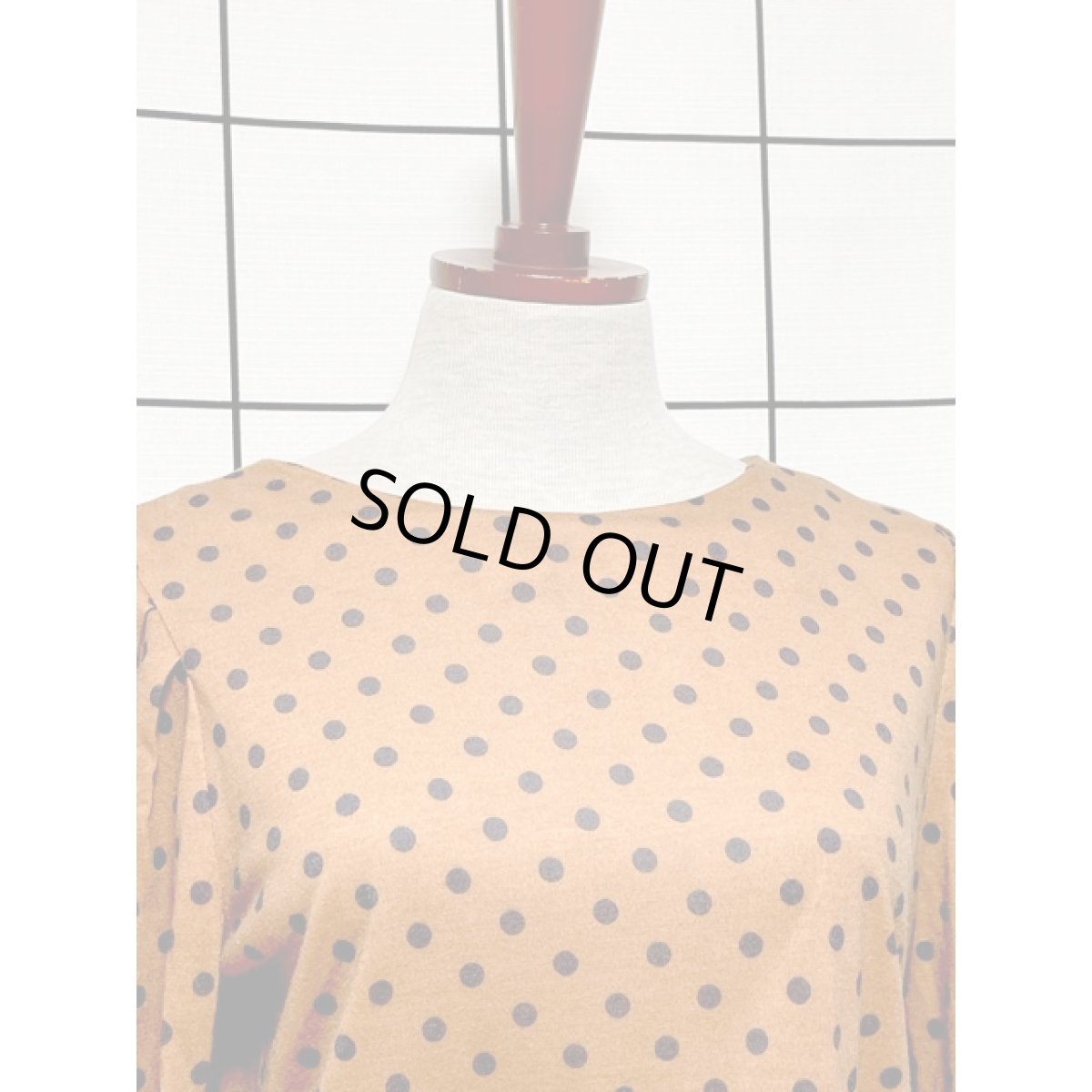 画像5: アメリカ古着 ワンピース ヴィンテージ ドット ウエストゴム パフスリーブ レトロ (5)