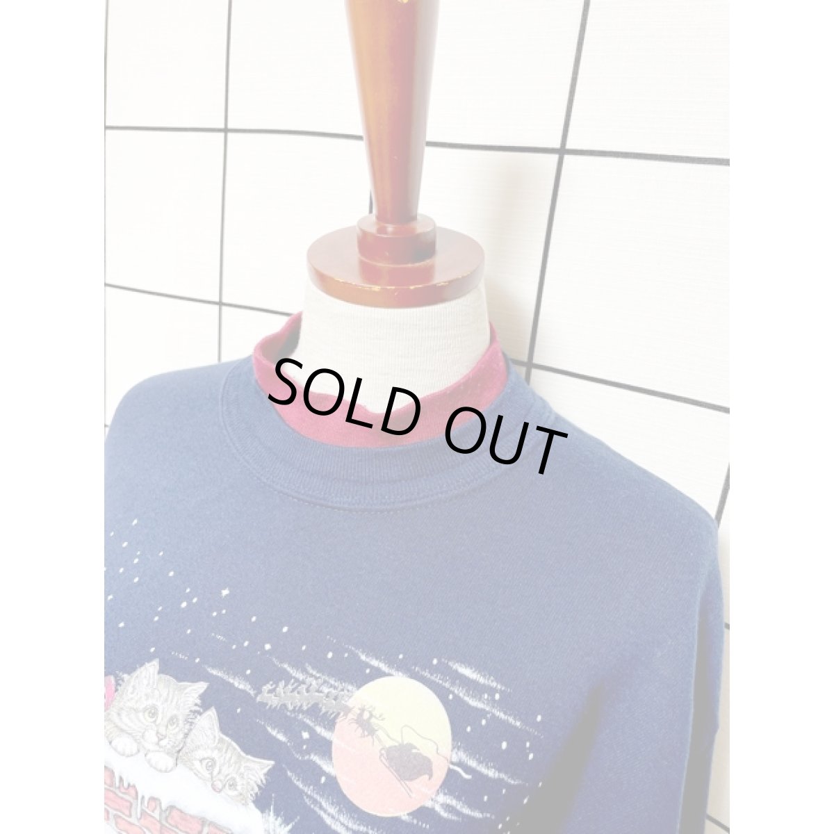 画像4: アメリカ古着 スウェット ヴィンテージ キャット ネコ トナカイ 雪化粧 (4)