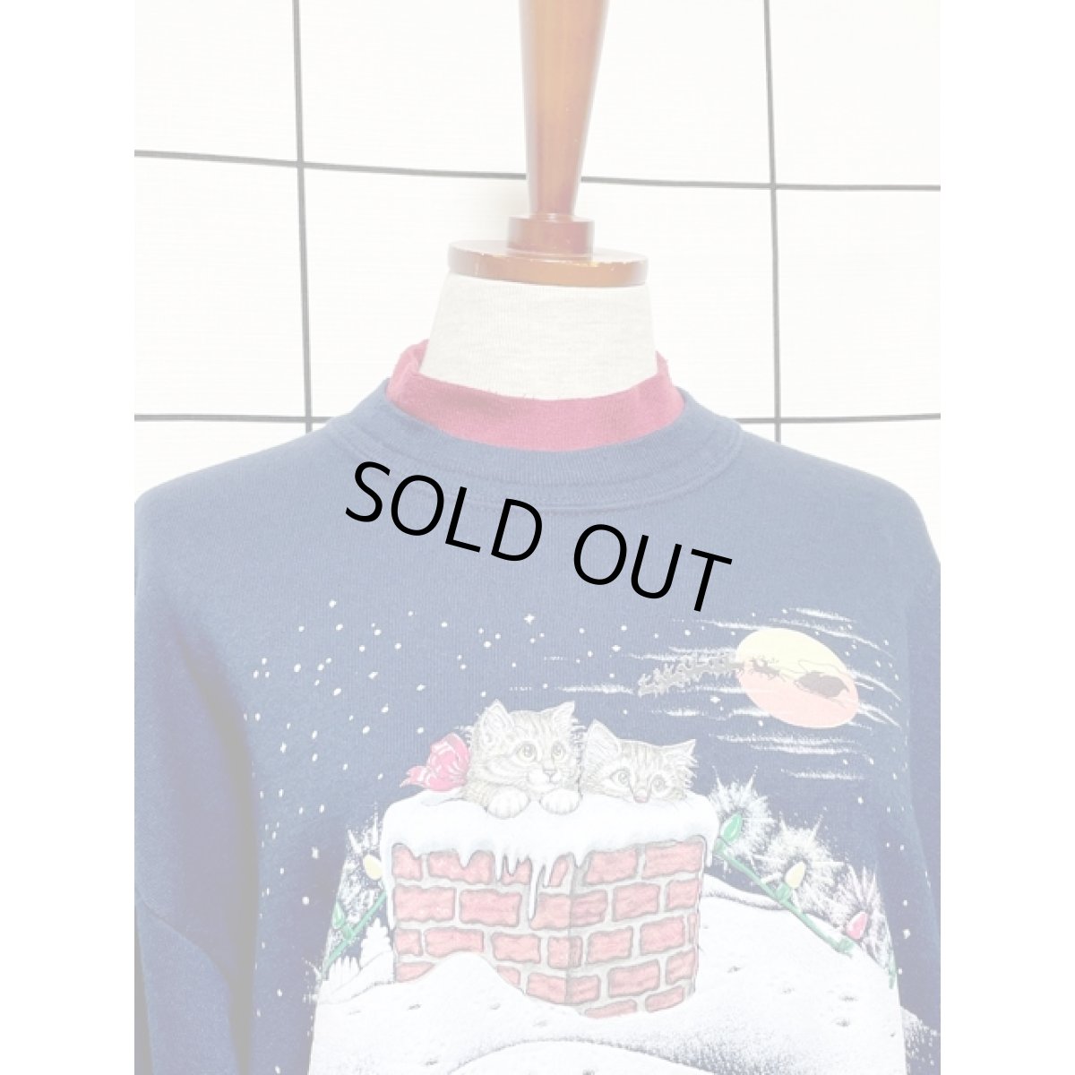 画像5: アメリカ古着 スウェット ヴィンテージ キャット ネコ トナカイ 雪化粧 (5)