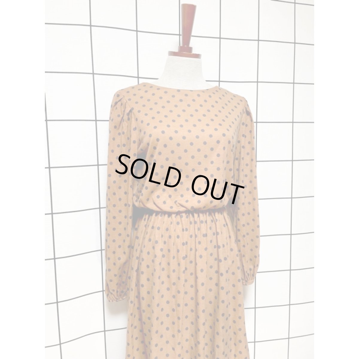 画像3: アメリカ古着 ワンピース ヴィンテージ ドット ウエストゴム パフスリーブ レトロ (3)