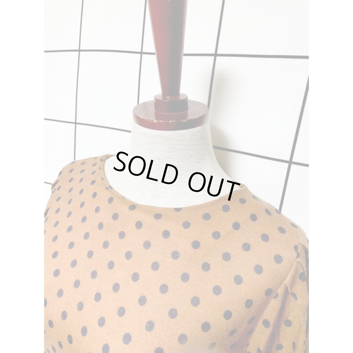 画像4: アメリカ古着 ワンピース ヴィンテージ ドット ウエストゴム パフスリーブ レトロ (4)