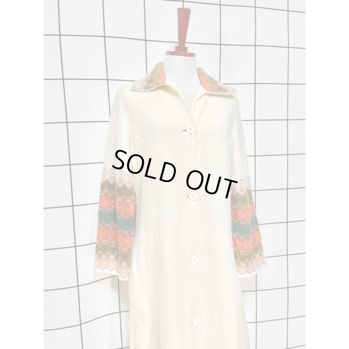 画像3: ヨーロッパ古着 ロングニットアウター 肌触りがいい ヴィンテージ アイボリー レトロ (3)