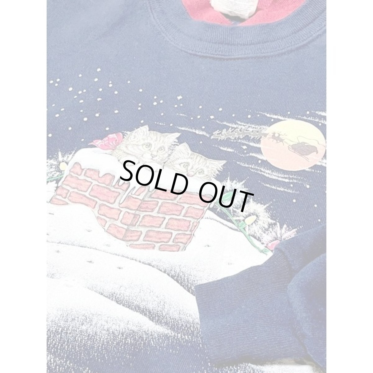 画像9: アメリカ古着 スウェット ヴィンテージ キャット ネコ トナカイ 雪化粧 (9)