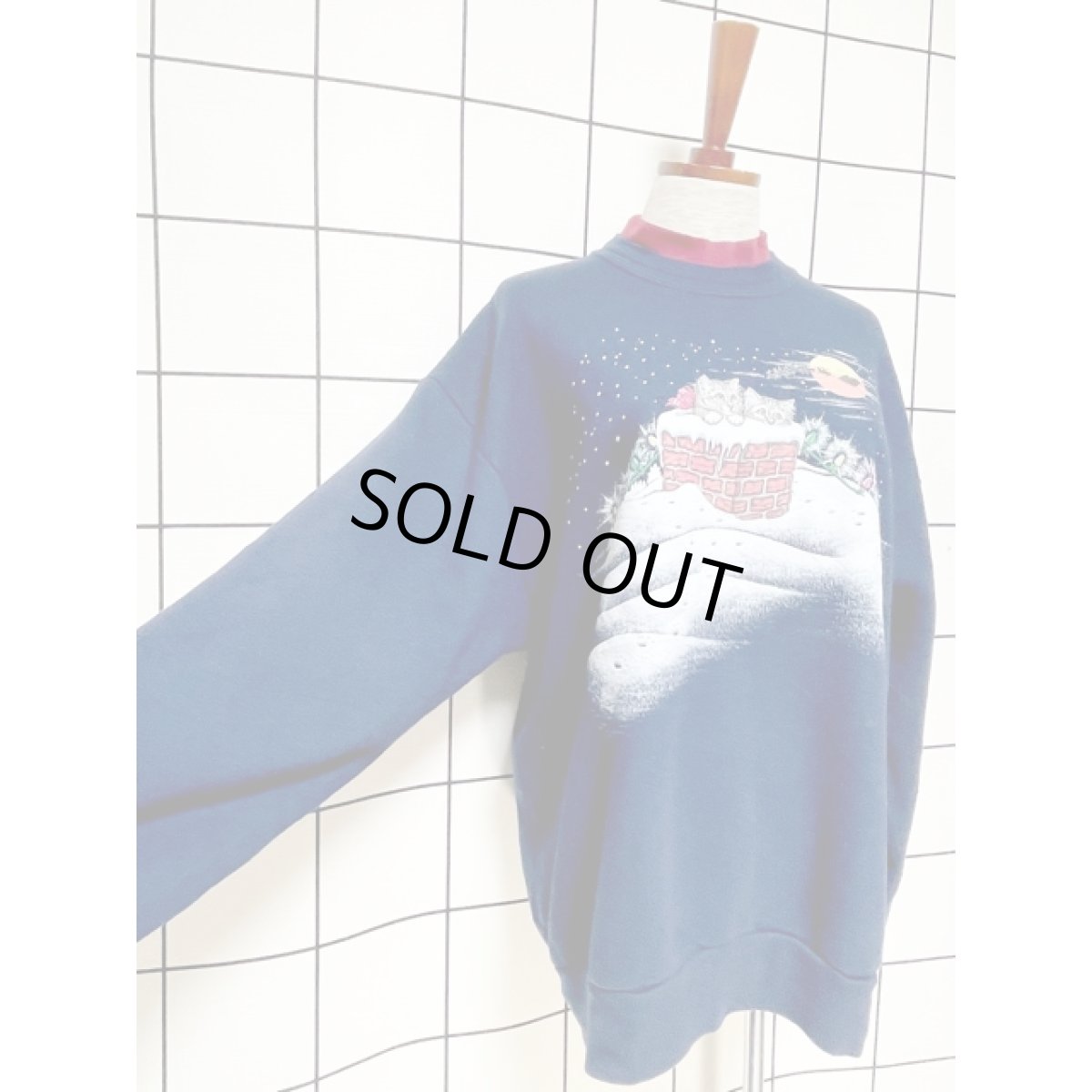 画像7: アメリカ古着 スウェット ヴィンテージ キャット ネコ トナカイ 雪化粧 (7)