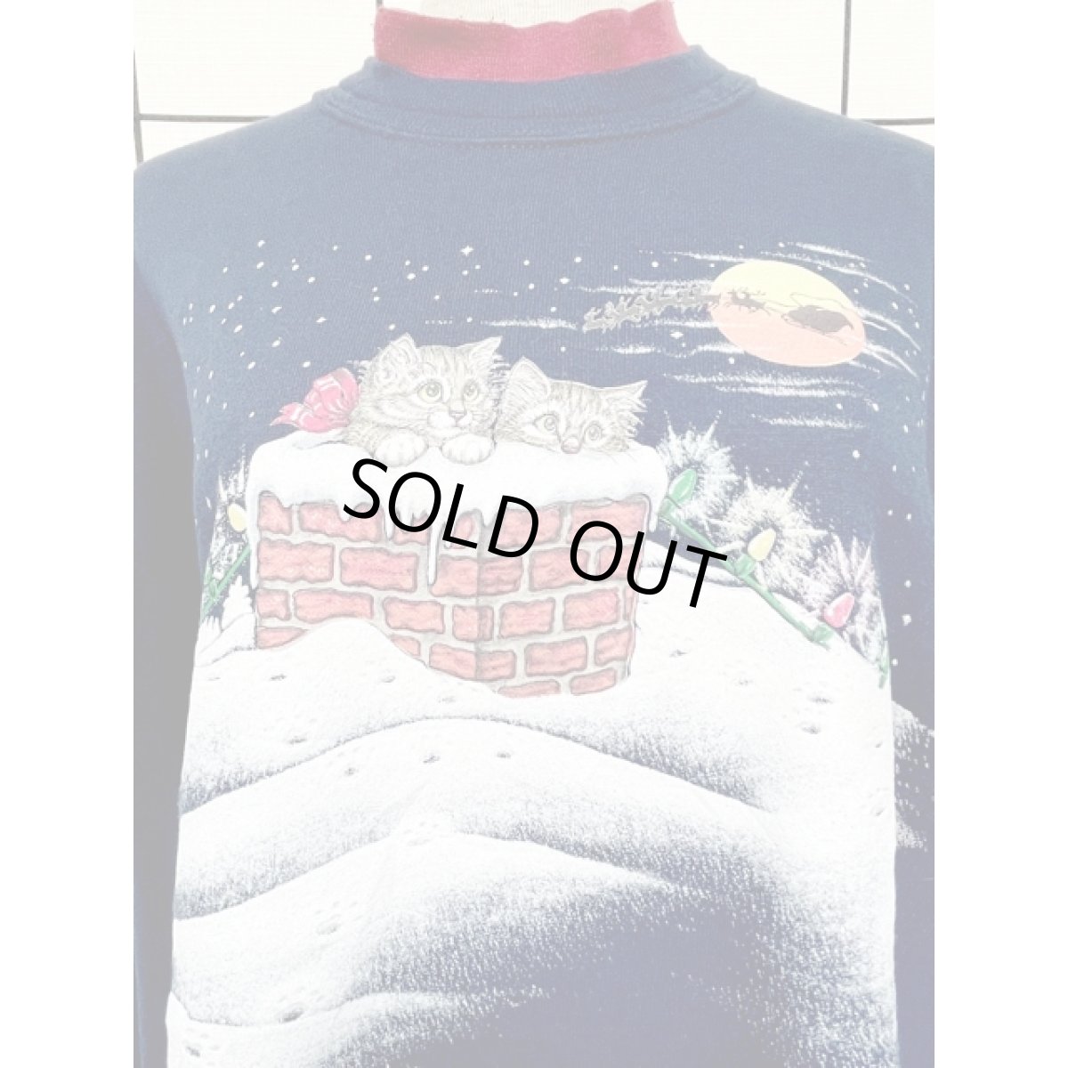 画像6: アメリカ古着 スウェット ヴィンテージ キャット ネコ トナカイ 雪化粧 (6)
