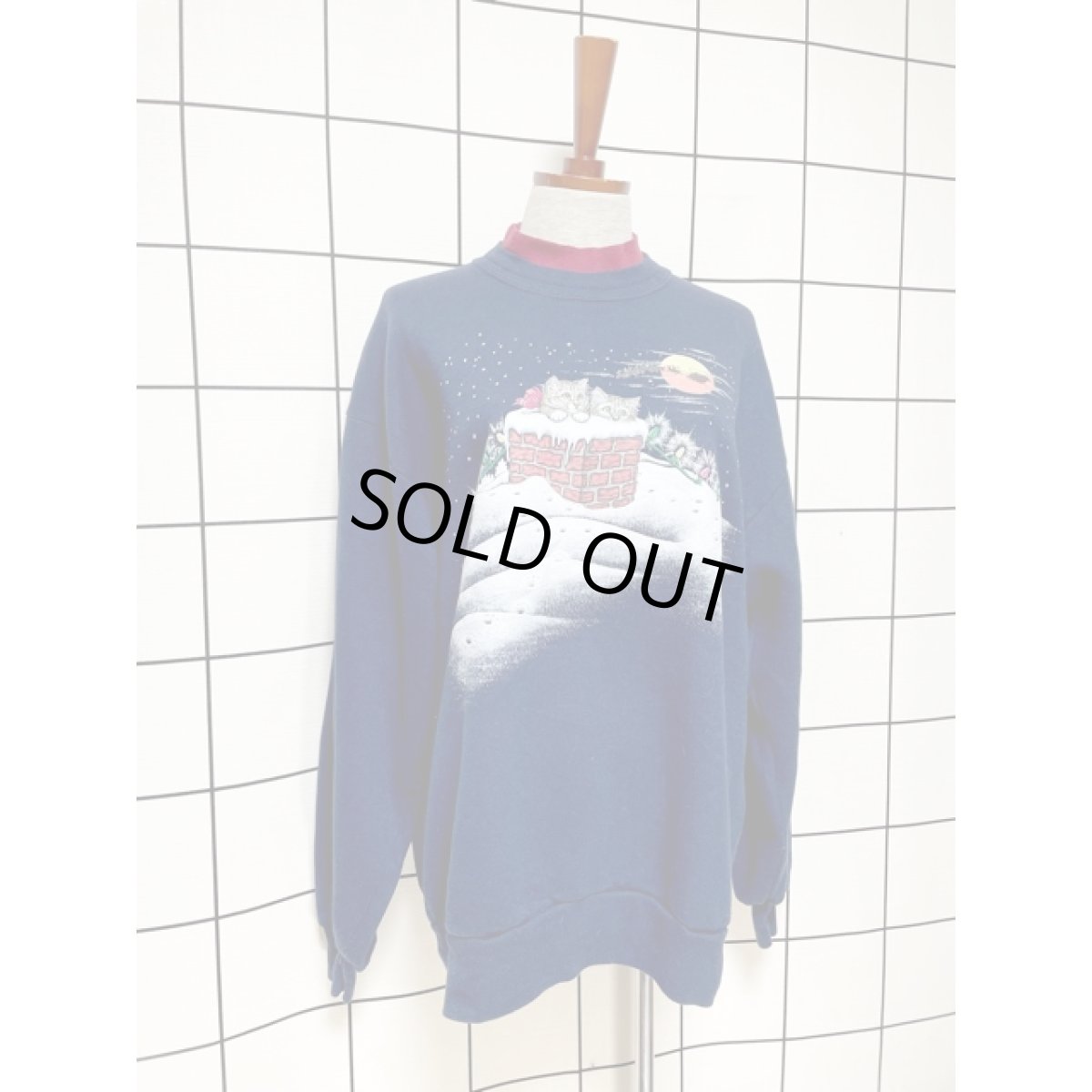 画像3: アメリカ古着 スウェット ヴィンテージ キャット ネコ トナカイ 雪化粧 (3)