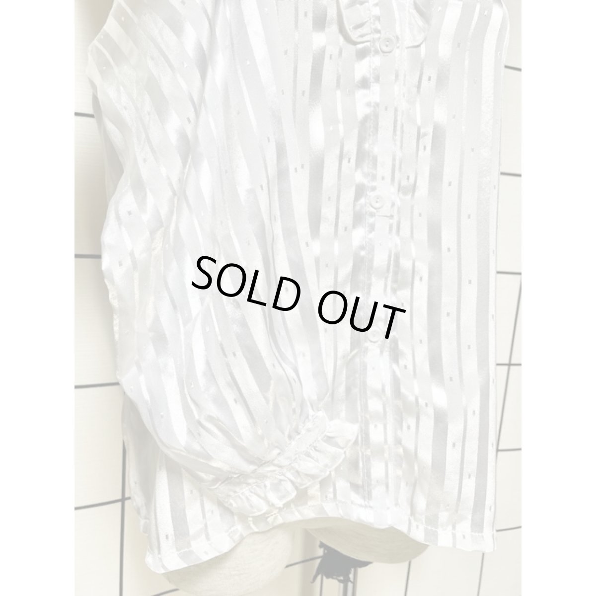 画像7: ヨーロッパ古着 ブラウス ヴィンテージ ストライプ フリル リボン レトロ (7)