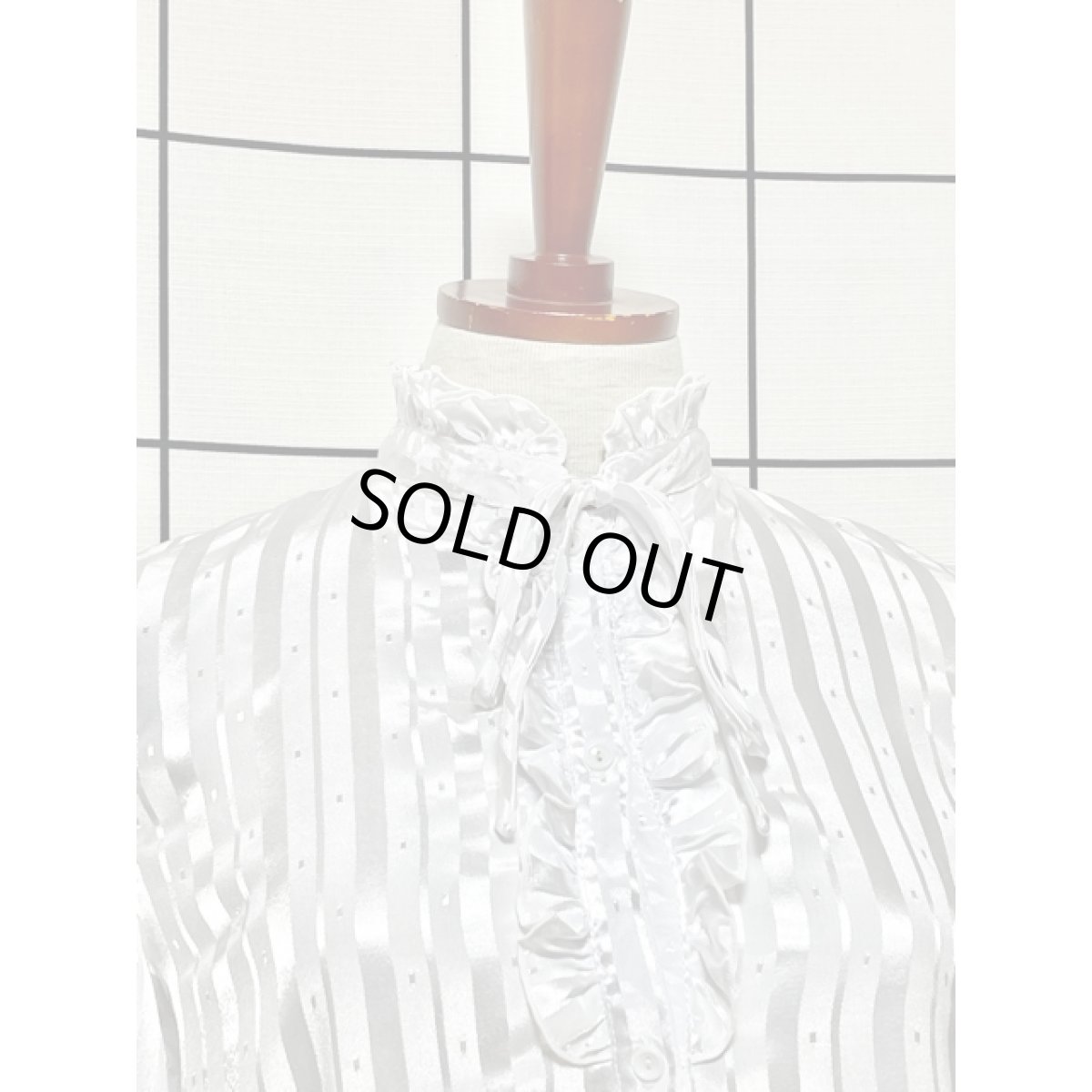 画像5: ヨーロッパ古着 ブラウス ヴィンテージ ストライプ フリル リボン レトロ (5)