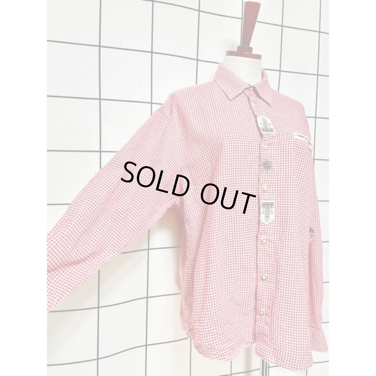 画像6: ギンガムチェック フロント刺繍 ディアンドル チロルブラウス ドイツ民族衣装 (6)