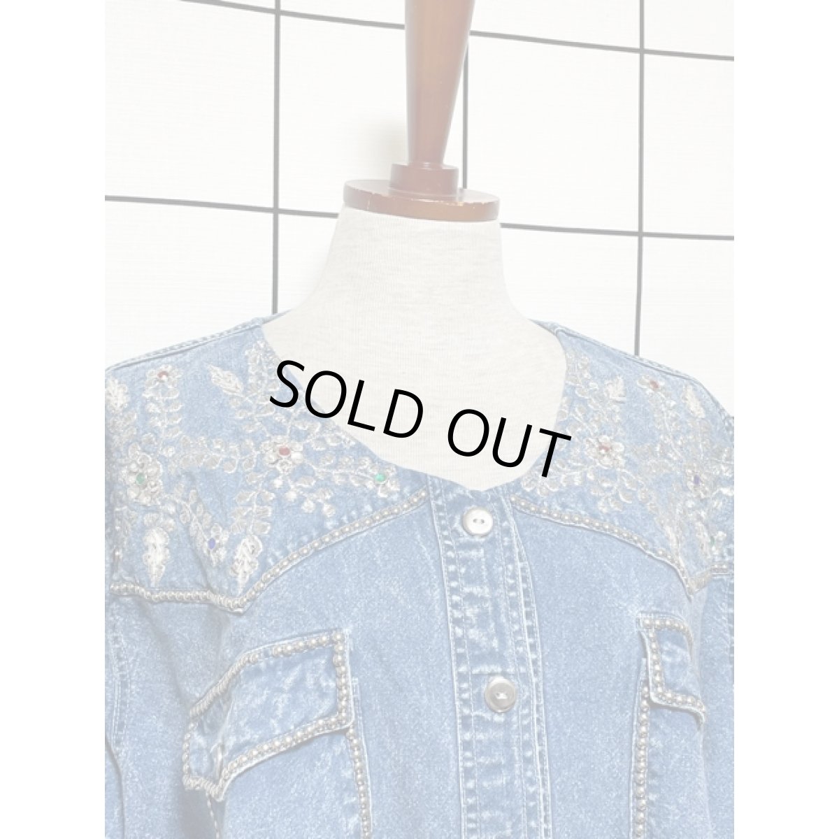 画像5: アメリカ古着 ジャケット デニム オーバーサイズ スタッズ 刺繍 (5)